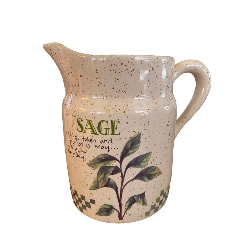 1996 Treasure Craft Herb Garden Pitcher with Utensils Susan Zulauf